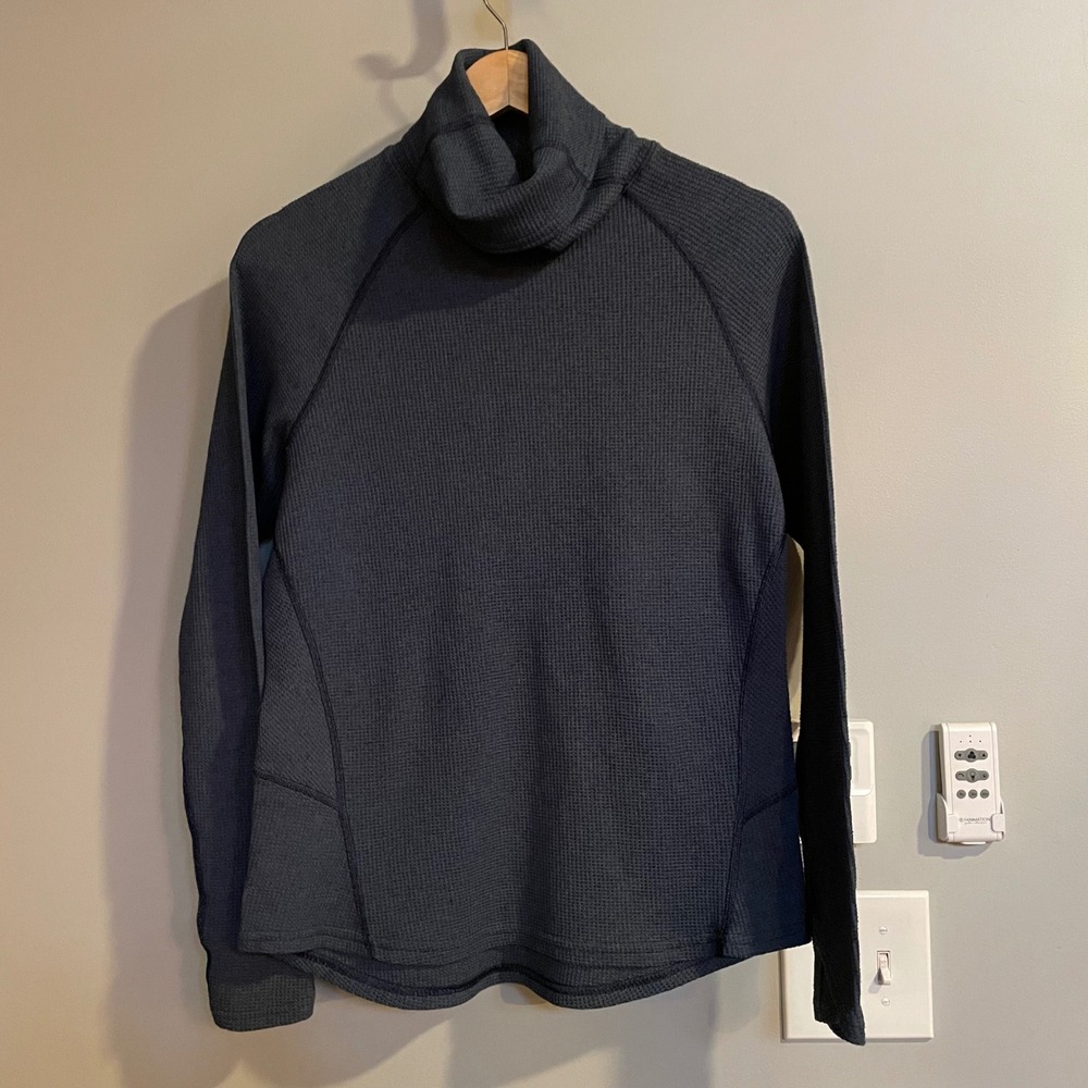 Kuhl Waffle Knit Turtleneck Top Womens Large Blue Thermal 8066 Gorpcore Hiking